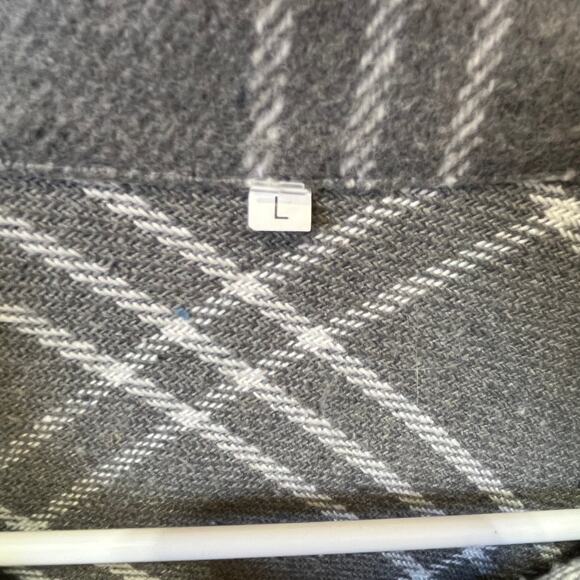 Shacket Flannel Windowpane Button Front Cropped Shacket Size L - Picture 7 of 10